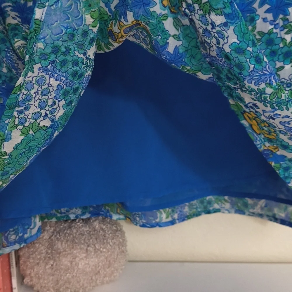 Joie Floral Blue and Green Women's Top Garden Party Brunch Career Large Vacation - Picture 8 of 15
